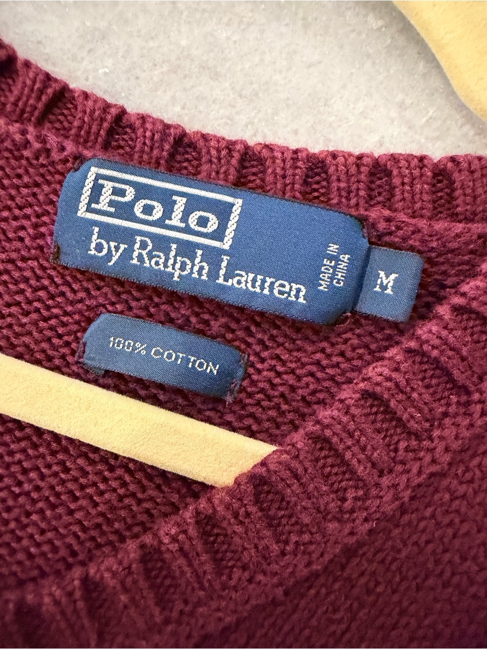 Polo Ralph Lauren Size M Burgundy Sweater Vest V Neck 100% Cotton Gold Pony Logo - Picture 4 of 7